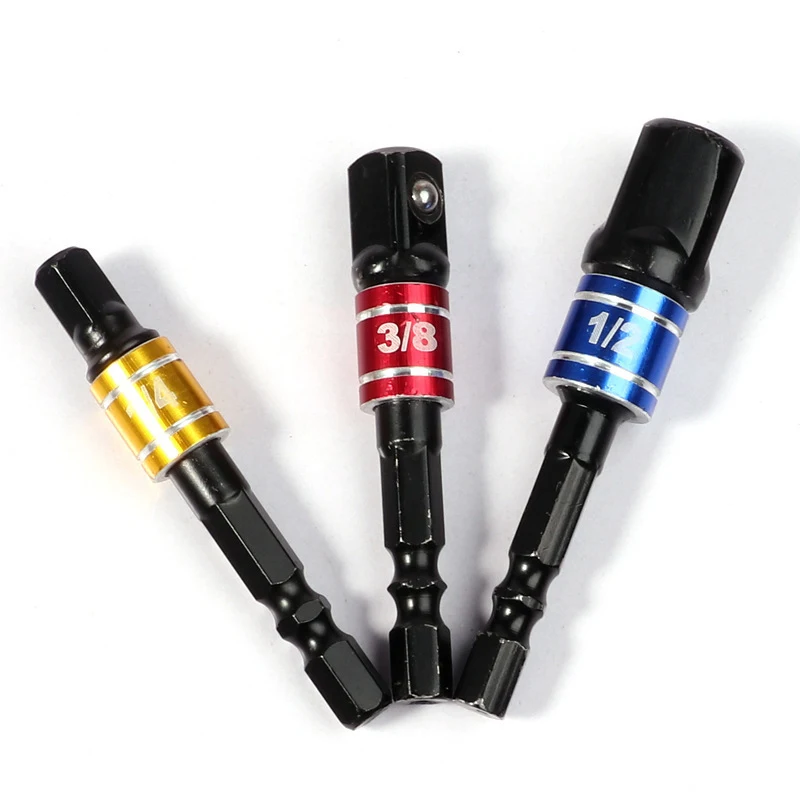 

3 шт./компл. 1/4 "3/8" 1/2 "адаптер для сверл, шестигранная Магнитная модель, набор удлинителей для ударного драйвера