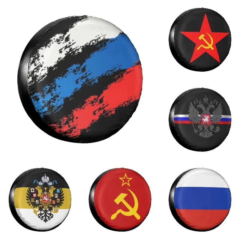 

Чехол с российским флагом и запасными шинами, погодозащищенный чехол для Suzuki Mitsubish, 14, 15, 16, 17 дюймов
