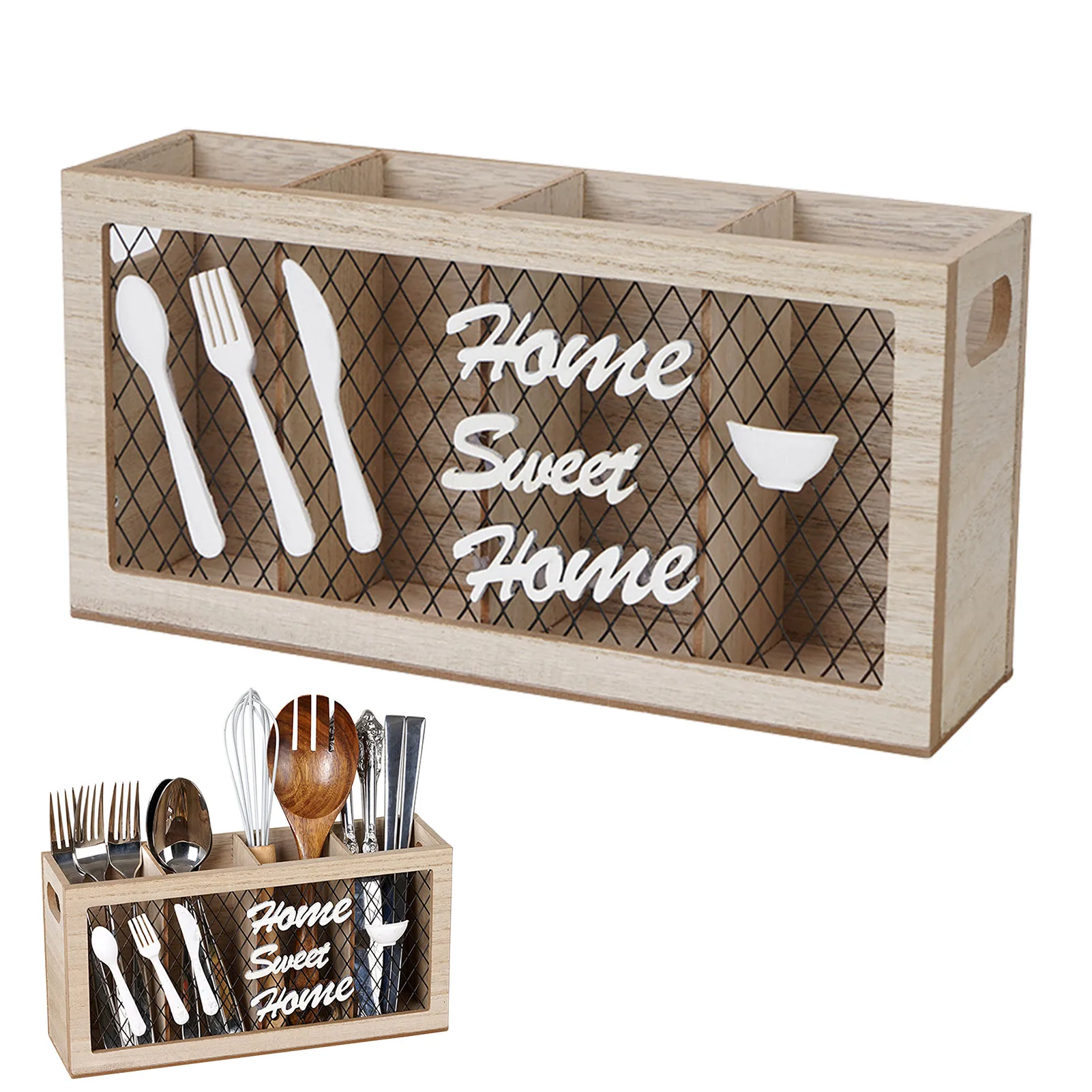 

Wooden Flatware Caddy Decorative Silverware Organizer Silverware Organizer For Forks Spoons Knives Storage Box For Kitchen