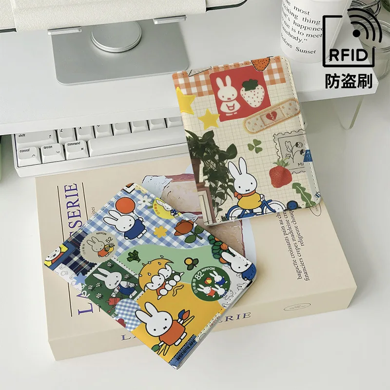 Фото Kawaii Miffy зажим для паспорта 2025, пакет для документов, милая сумка для карт с героями мультфильмов, дорожная портативная сумка для хранения, праздничный подарок-сюрприз №3
