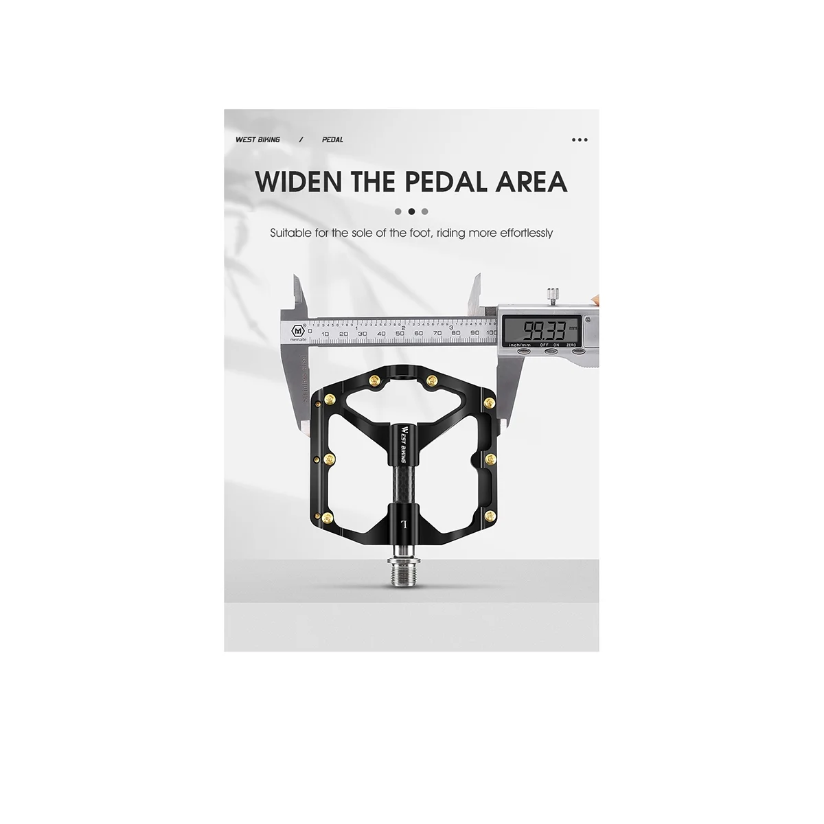 

Велосипедные педали WEST BIKING с 3 герметичными подшипниками, для горных и дорожных велосипедов, широкая платформа, черные