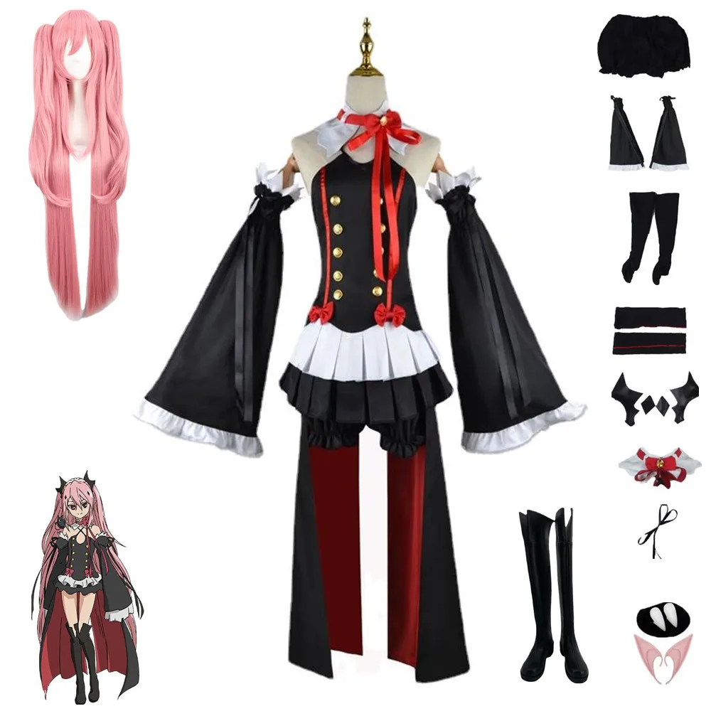 

Anime Seraph of The End Krul Tepes Cosplay Costume Aldult Unisex Clothing Wig Halloween Sexy Cute Loli Vampire Primogenitor Suit