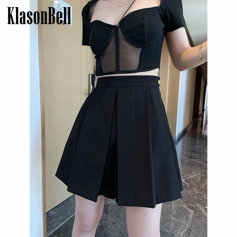 

6,10 KlasonBell Женская плиссированная юбка-шорты с высокой талией