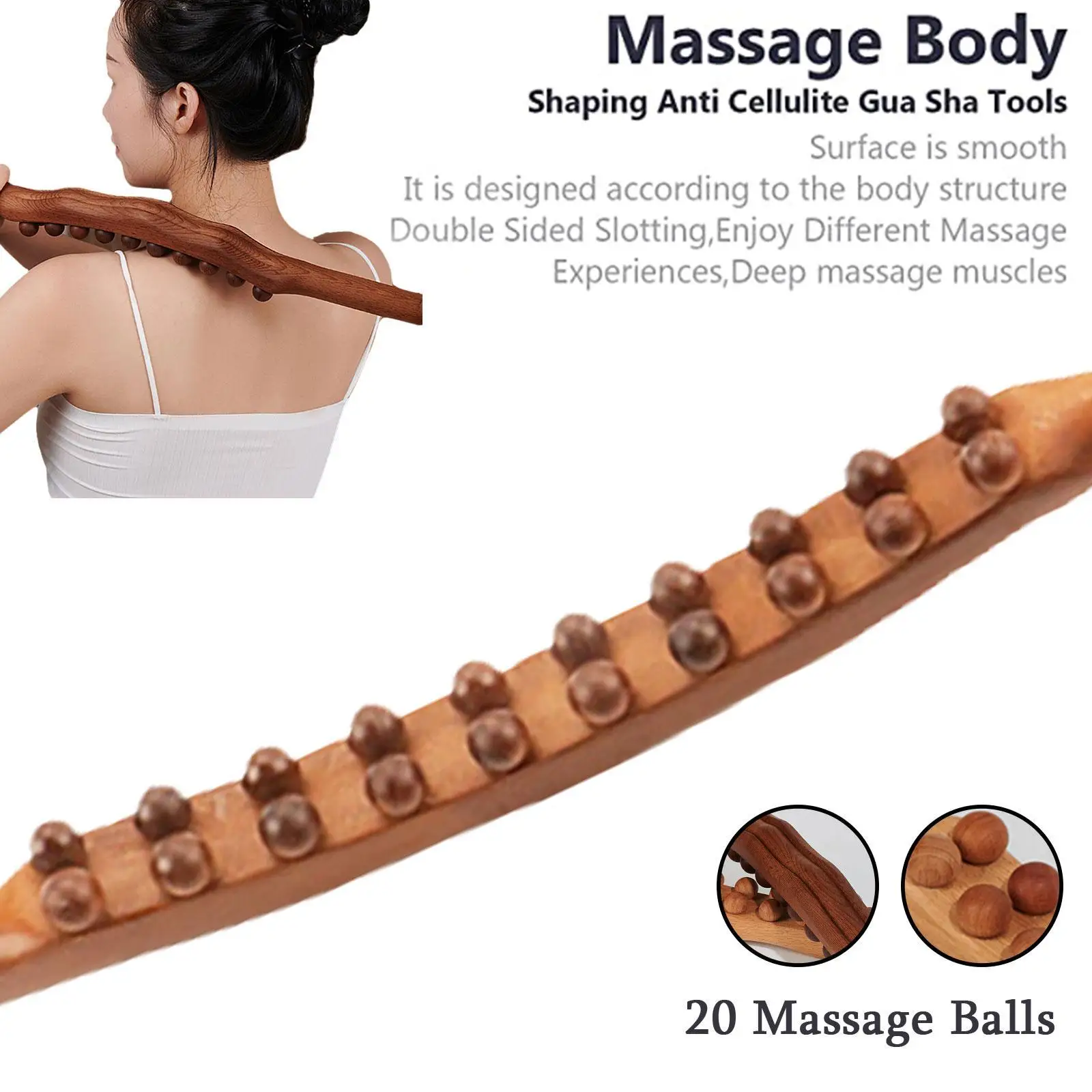 

Массажер для тела из натурального карбонизированного дерева, массажная палочка, массажер для спины, инструмент для спа-терапии, точечное ле...