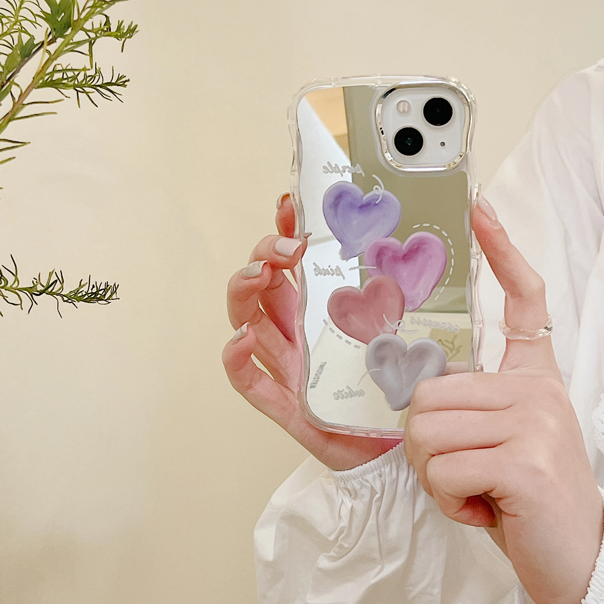 

4 Colors of Love Mirror Case for IPhone 14 13 12 11 Pro Max Protection Shockproof Anti-Scratch Fashion Cover Funda Korea INS