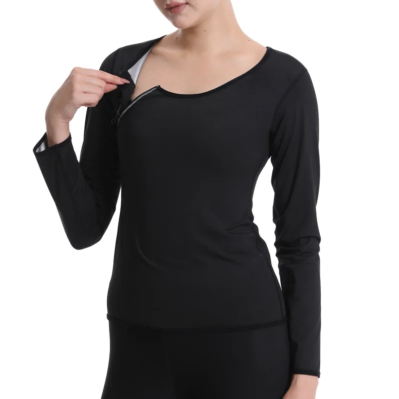 

Women's Sauna Sweat Shirt Heat Trapping Compression Zip Shirts Gym Sauna Suit Workout Slimming Body Shaper Weight Loss Shapewear