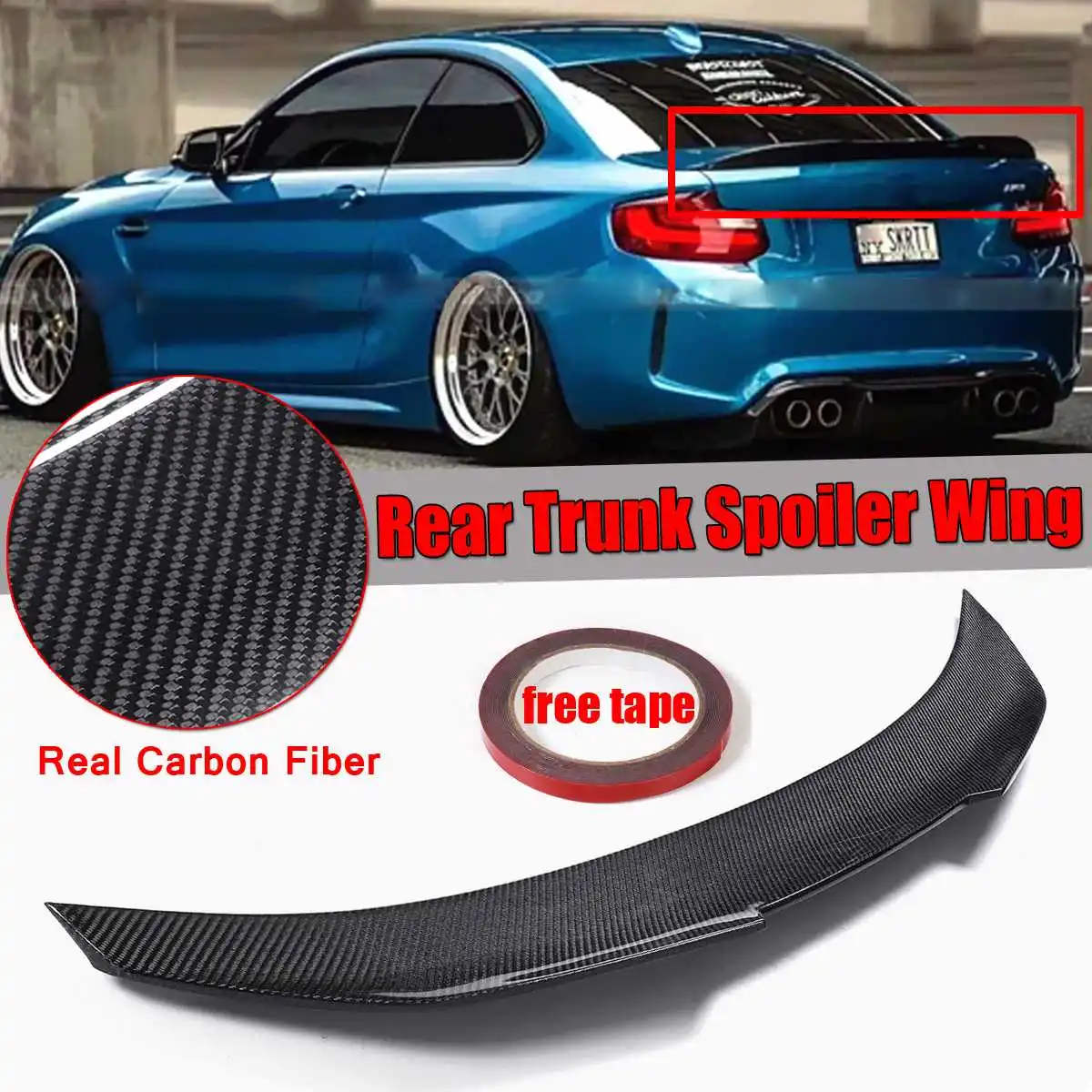 

Real Real Carbon Fiber PSM Style Car Rear Trunk Spoiler Wing Lip For BMW F22 M235i F87 M2 2014-2018 2Dr Coupe Rear Wing Spoiler