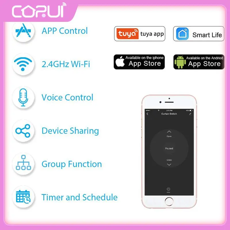 

Curtain Module Remote Control Smart Life Roller Blinds Shutter Tuya App Control Voice Control Diy Rf433 Curtain Switch 3a