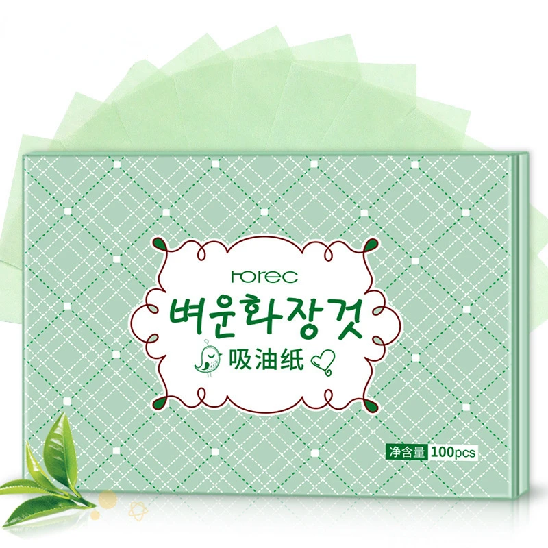 

100pcs/pack Facial Oil Blotting Sheets Paper Green Tea Oil Control Absorbent Paper Cleansing Face Skin Care Beauty Makeup Tools