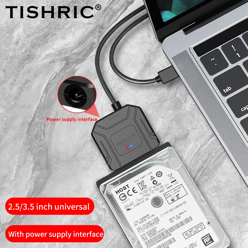 

Кабель TISHRIC Type-C/USB3.0 к SATA III, 22-контактный конвертер до 6 Гбит/с, поддержка 2,5-дюймового внешнего жесткого диска, SSD-накопителя, адаптер III, шнур