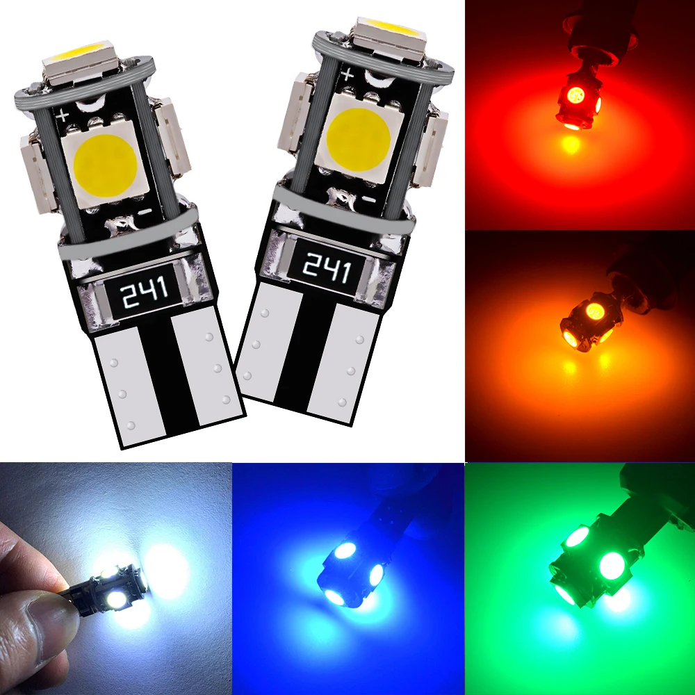 

2pc T10T W5W 5050 5SMD Canbus Car Brake Led Dome Reading Bulb Dashboard Reverse License Plate Lights Clearance Trunk Lamp DC 12V