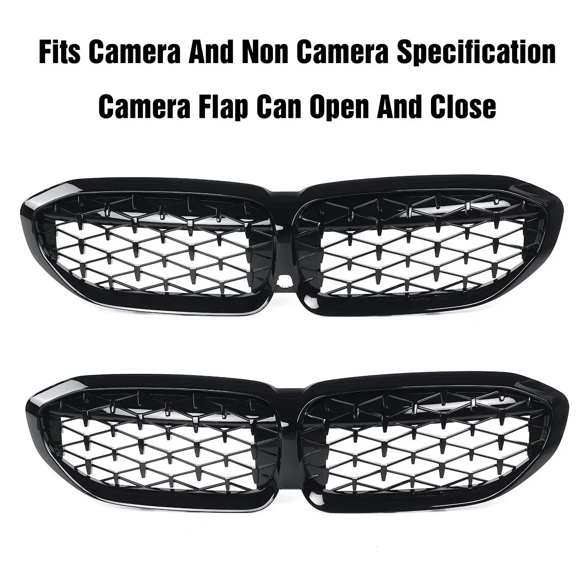 

Черный передний бампер, решетка с алмазным покрытием в стиле метеорита, гоночная решетка с глянцевым покрытием 51138072085 для BMW 3 серии G20 G21 2019-2020