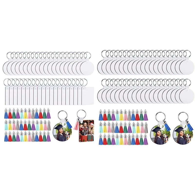 

MDF Sublimation Blanks Keychain Bulk, Sublimation Keychain Blanks With Key Ring Double-Sided For DIY Craft Making