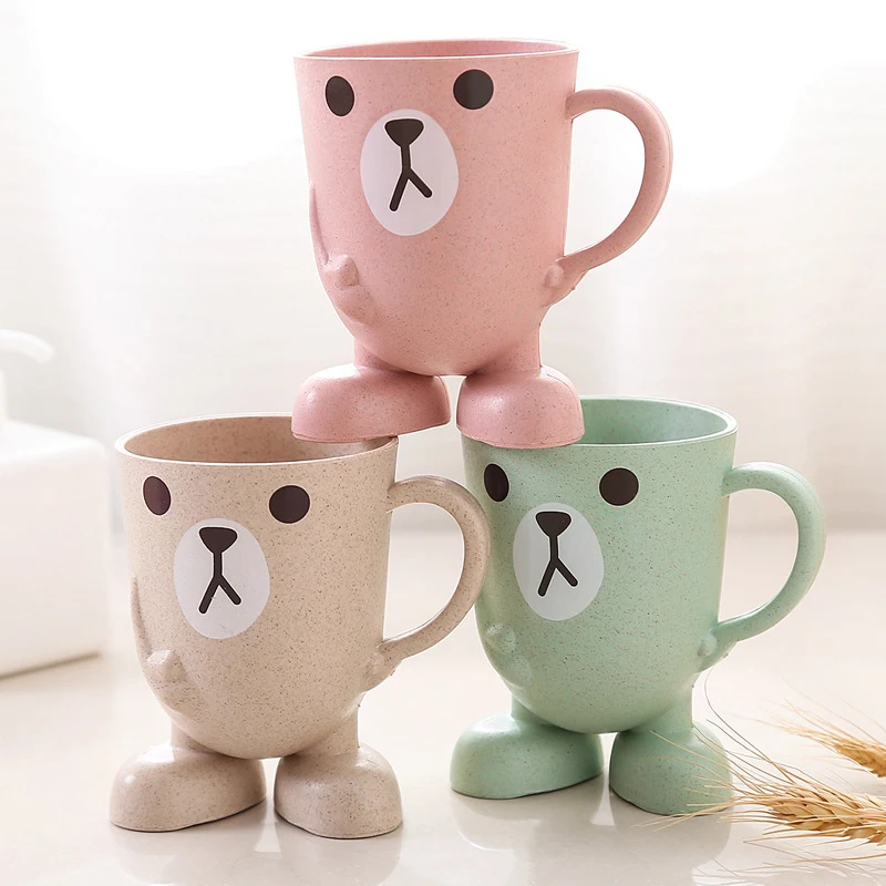

1 Piece Straw Mouthwash Straw Cartoon Animal Toothbrush Portable Stand Bath Cup Suppliers Bathroom Glass Cup