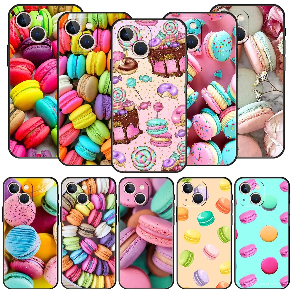 

Cute Macarons Dessert Phone Case For iPhone Apple 14 13 12 11 Pro Max Mini 7 8 Plus XR XS X SE 2020 Silicone Cover Coque Funda