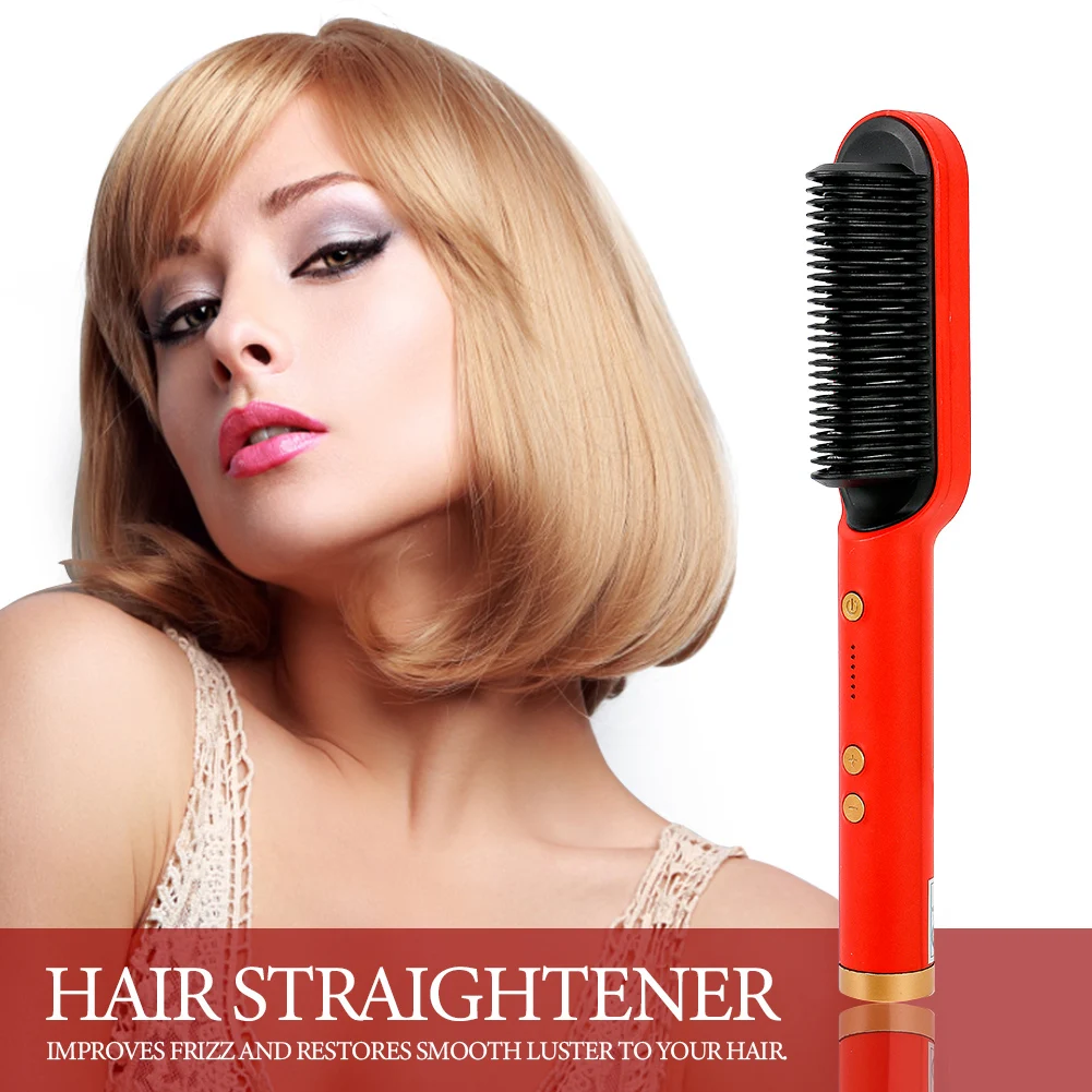 

Расческа для выпрямления волос с отрицательными ионами, Расческа с горячим воздухом, выпрямитель для волос, двойная расческа, электрическа...