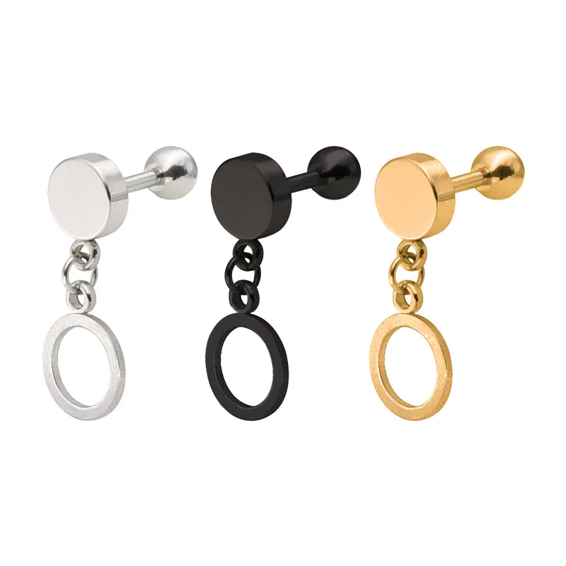 

TOOCNIPA Fashion New Style Piercing Earrings Stainless Steel Circle-Shaped Titanium Steel Stud Earrings For Women Jewelry