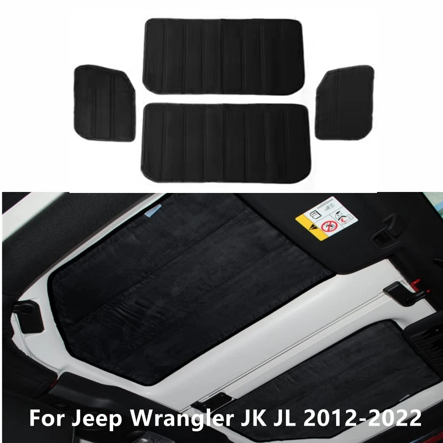 For Jeep Wrangler JK JL 2012-2022 Sound Heat Insulation Pad 2/4 Doors Headliner Hardtop Rear Window Ceiling Roof Heat Insulation