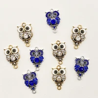 10pcs 1525mm double hole vintage owl alloy pendant animal bracelet keychain stitching diy charms for jewelry making wholesale