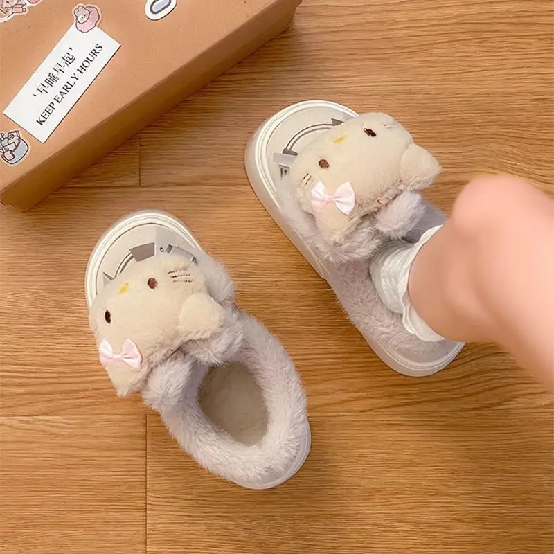 

Зимние Утепленные хлопковые ботинки Sanrio в стиле аниме Kawaii Hello Kitty Симпатичные Мультяшные теплые ботинки для девушек с сердечками в подарок