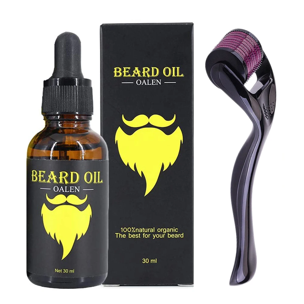 

30ml Men Beard Growth Kit for Facial Hair Growth Beard Nourishing Growth Essential Oil Beard Roller to Help You Grow Beard