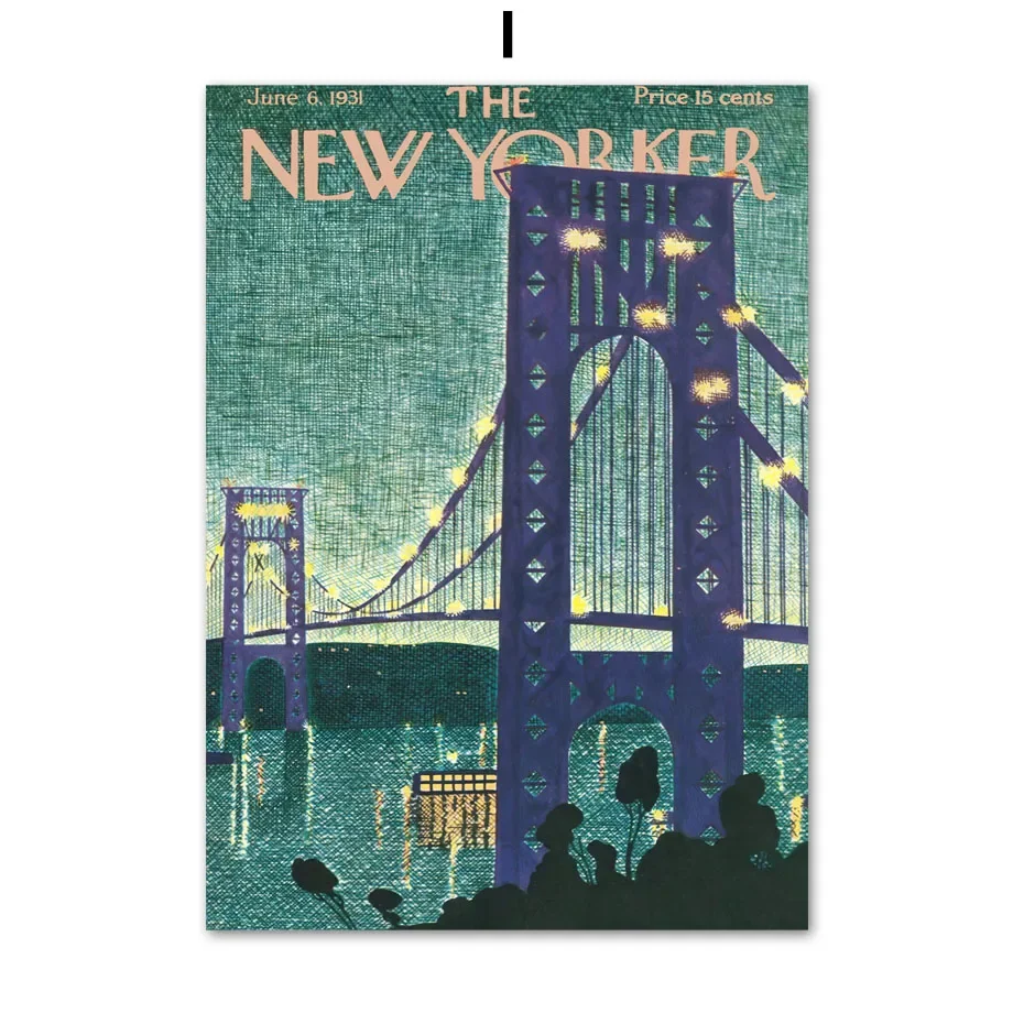 

Постер в скандинавском стиле журнал «Нью-Йорк» абстрактный цветок городской мост настенный художественный Принт Холст Картина декор картины для гостиной