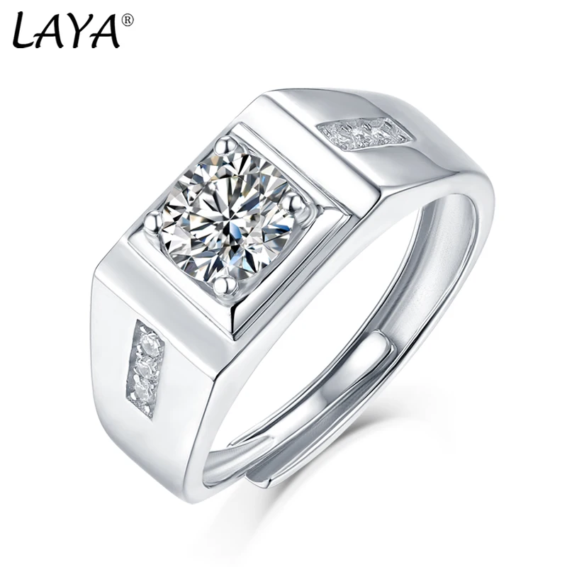 

LAYA S925 Sterling Silver 1ct Rich Square Moissanite Fashion Opening Adjustable Finger Ring For Men Original Jewelry 2022 Trend