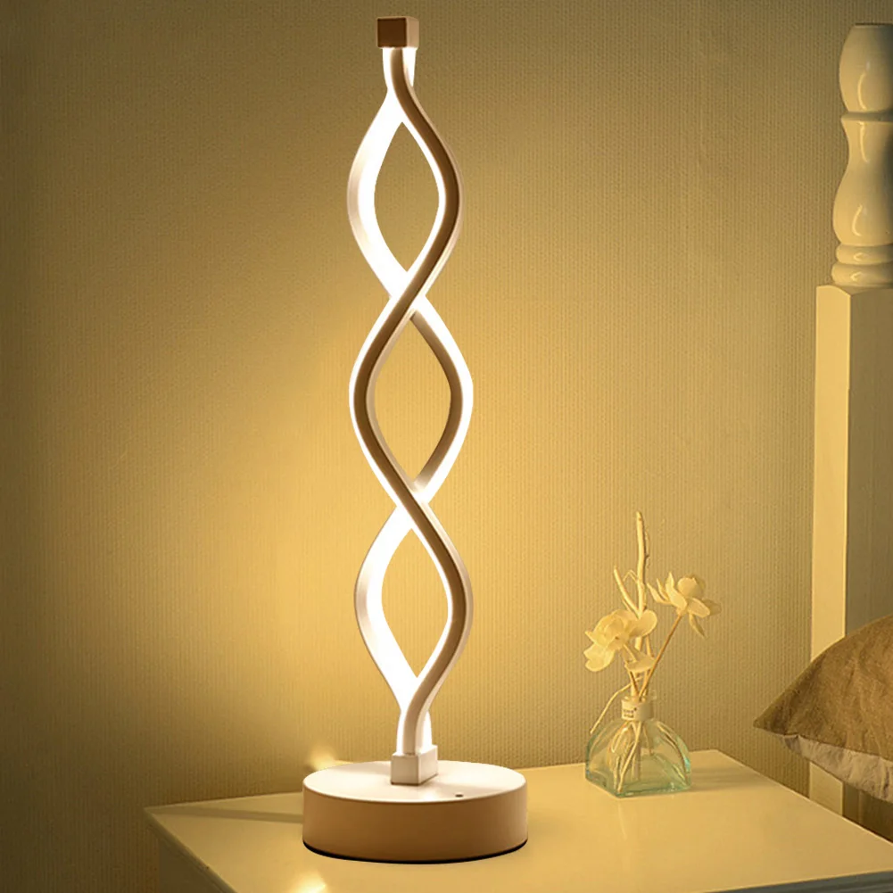 

Modern LED Table Lamp for Bedroom Bedside Lamp Nordic Spiral Metal Night Lights Home Living Room Decor Reading LED Desk Light