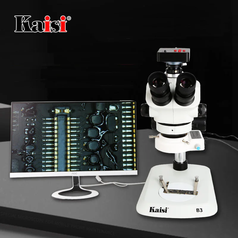 

Kaisi KS-37050 Stereo Trinocula Microscope HD 7-50X continuous zoom motherboard welding Mobile Phone Repair PCB Soldering work