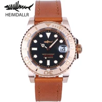 heimdallr mens cusn8 bronze sub diver watch 40mm black dial sapphire nh35 automatic movement 300m waterproof leather strap lume