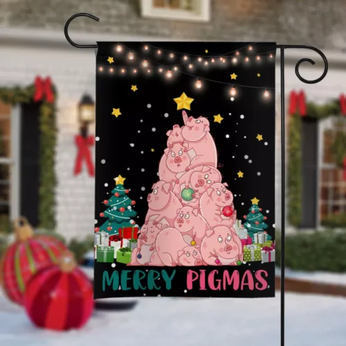 Свинья Рождественская елка Флаг Рождественский флаг любовника Merry Pigmas
