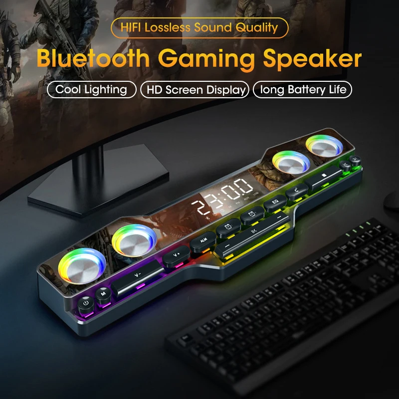 

Цветной беспроводной игровой Bluetooth-динамик, саундбар, 3D стерео сабвуфер, компьютерный громкий динамик светильник вая звуковая панель для ТВ...