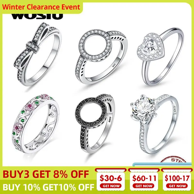 

Женские кольца WOSTU, из серебра 925 пробы с кольцом на палец, модные украшения в подарок, Прямая поставка, 2019