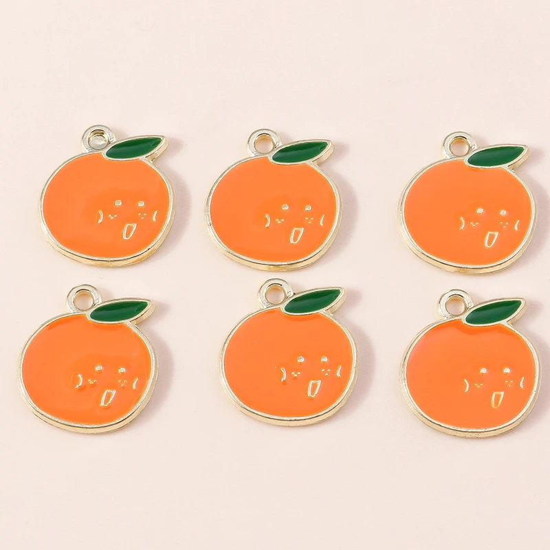 

10pcs 15x17mm Lovely Fruit Charms Alloy Enamel Orange Charms Pendants for Jewelry Making DIY Earrings Necklaces Crafts Supplies
