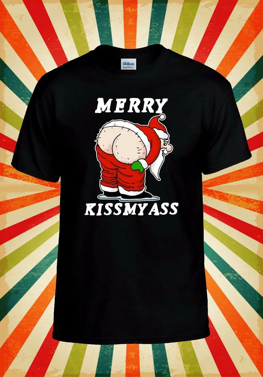 Веселый Kissmyass смешной Санта Клаус мужской женский жилет майка унисекс футболка