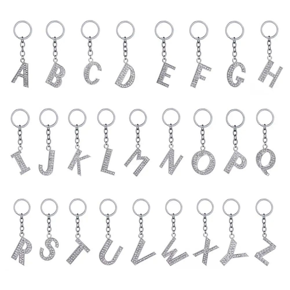 

Letter Pendant Keychain Crystal Rhinestone 26 Alphabet Key Ring Initial Capital Letter A-Z Jewelry Chain Unisex Key Chain Gifts