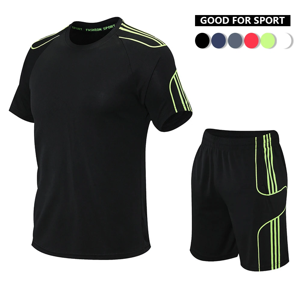 

2 Pcs Men Running Sports Set Breathable Male Jogging Fitness Sportwear Sets Gym Exercise Workout Pants Shorts Clothes Sets