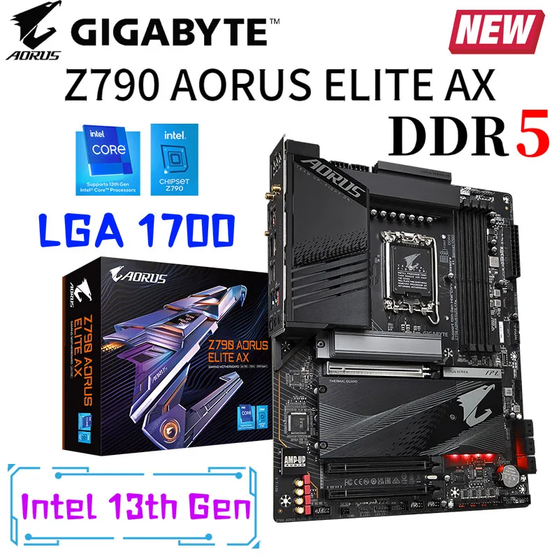 

LGA 1700 Gigabyte Z790 AORUS ELITE AX DDR5 Motherboard Support 13th and 12th Gen Series CPU D5 128GB 7600MHz Memory PCIe 5.0 New