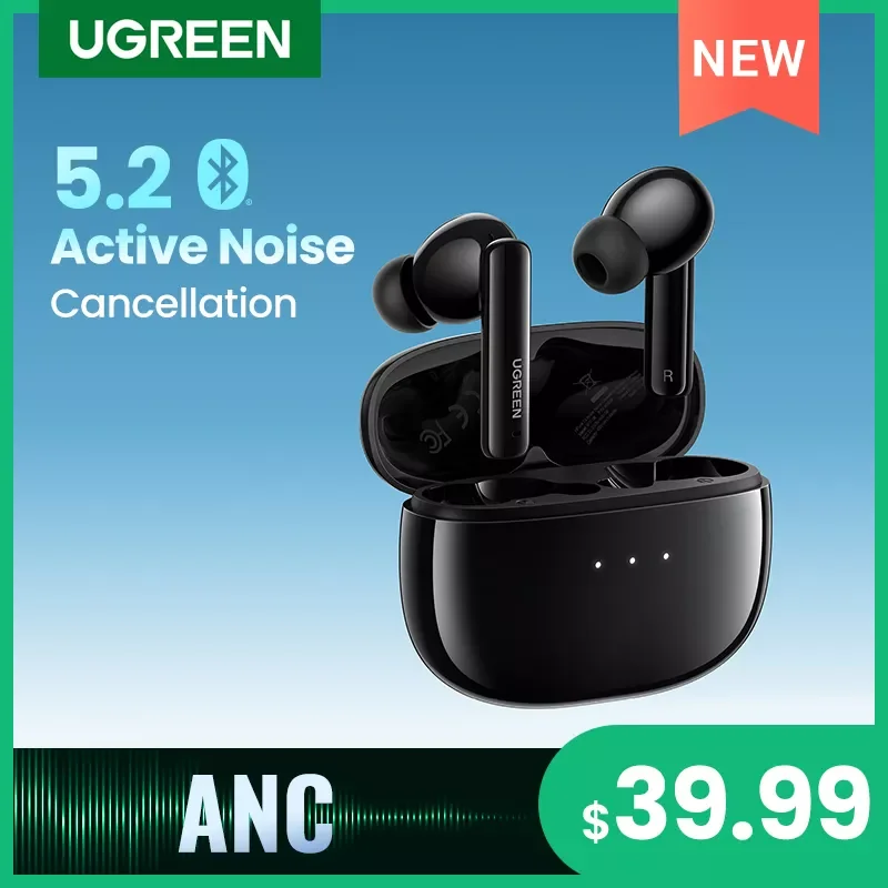 

【NEW】U-G-REEN HiTune T3 ANC Wireless TWS Bluetooth 5.2 Earphones , Active Noise Cancellation, in-Ear Mics Handfree Phone Earbuds