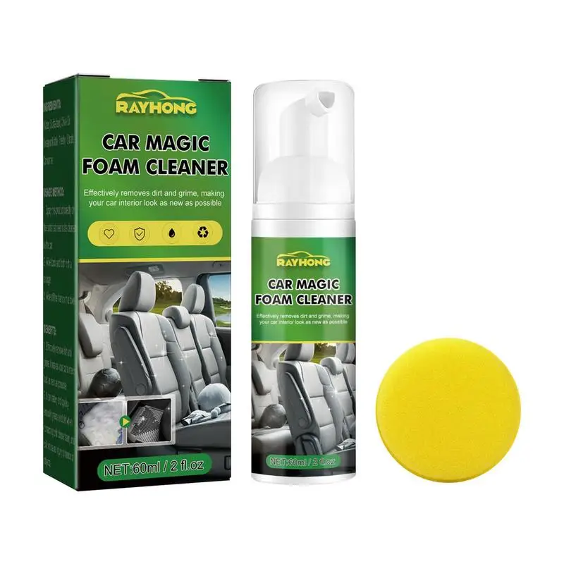 

Car Leather Foam Cleaner Multipurpose Foam Cleaner Spray With Sponge Household Cleaners 60ml Heavy Duty Multi-Use Foaming