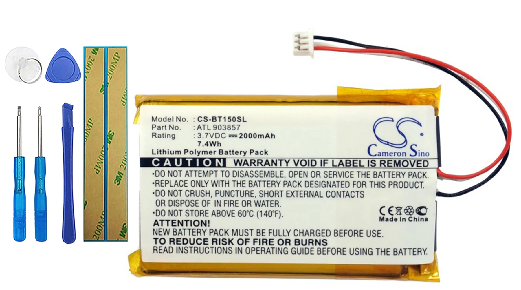 

Cameron Sino 2000mA Battery for Globalstar 11-TR151-LIB-TN1, Telenav TR-150 ATL903857, BP02-000540, GT920