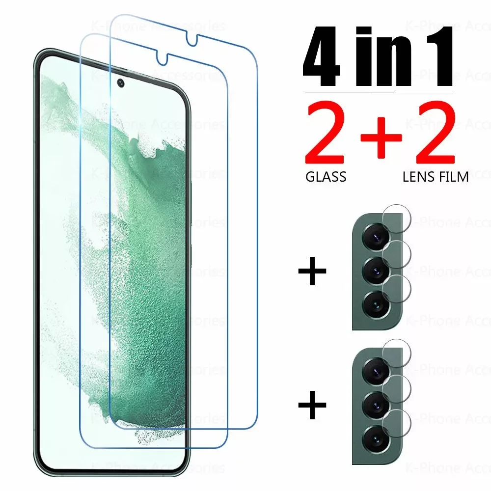 4in1 Tempered Glass For Samsung Galaxy S22 Plus S21 S20 FE Camera Lens Screen Protector For Samsung A32 A52 A52s S22+ S21FE Film