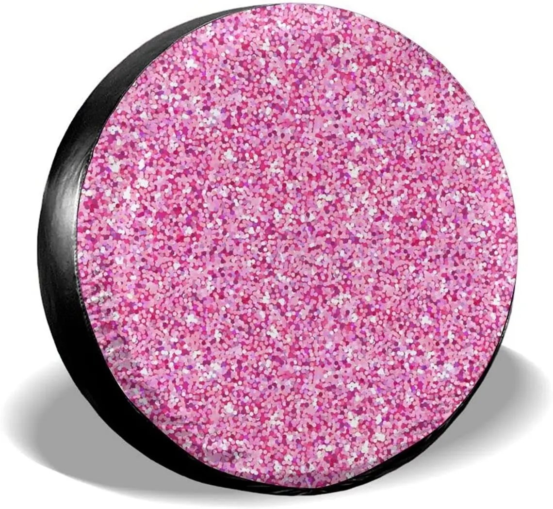 

Fall Decor Pink Glitter Spare Tire Covers Cute Car Accessories for Women Rv Tire Covers for Trailers SUV Truck and Many Veh