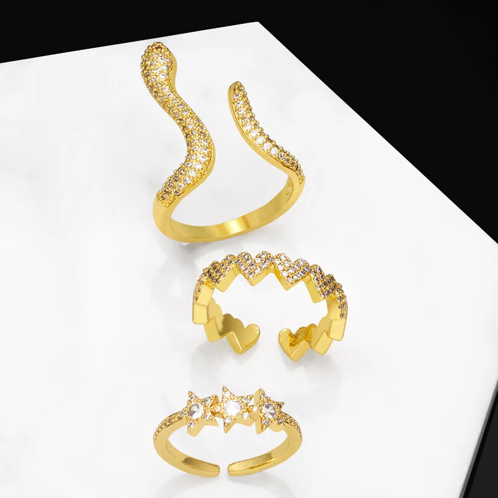 

Fashion Gold Color Cubic Zirconia Snake Ring for Women Open Adjustable CZ Finger Rings Party Wedding Statement Jewelry Bijoux