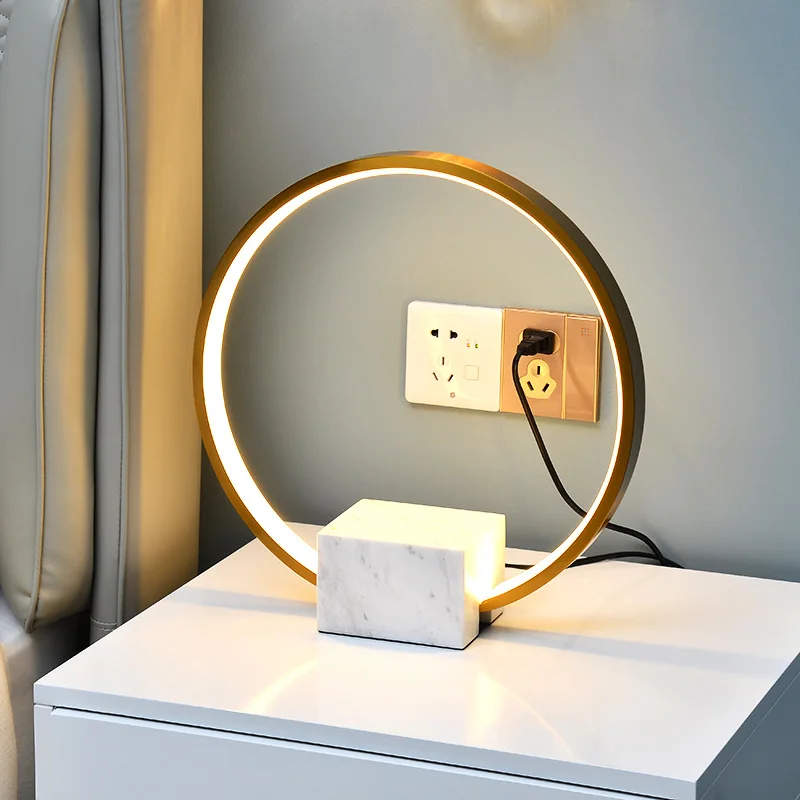 

Modern Minimalist Model Room Study Bedroom Bedroom Marble Bedside Decoration Night Light