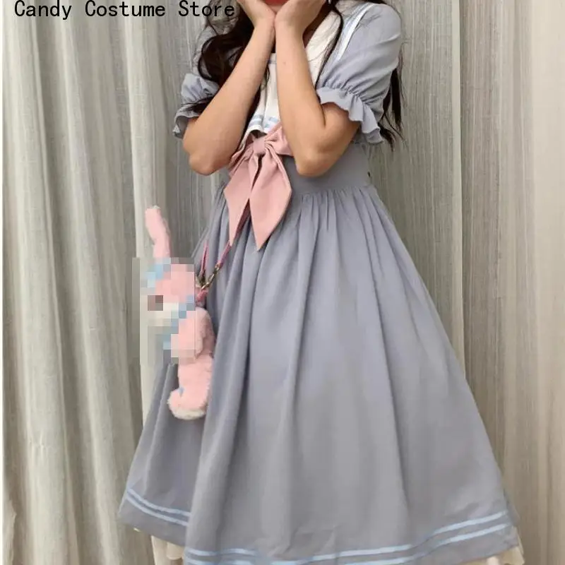 

Vintage Sundress Preppy Style Outfits Kawaii Dress Summer Lolita Dresses Women Japanese Sweet Cute Puff Sleeve
