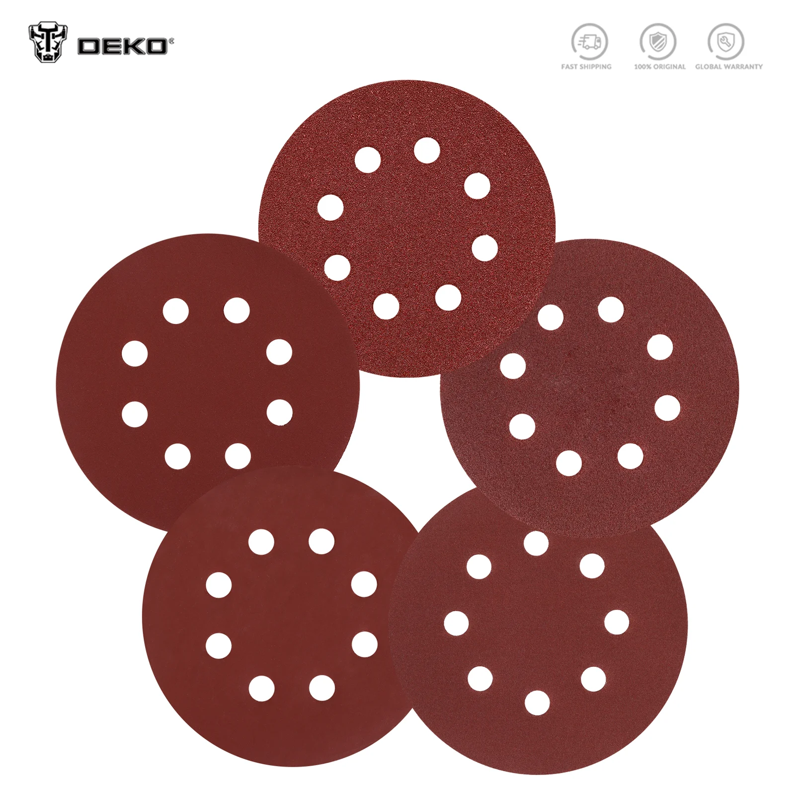 120 шт., 125 мм, 5-дюймовые круглые наждачные бумажные диски с восемью отверстиями, шлифовальные диски, абразивные полировальные инструменты