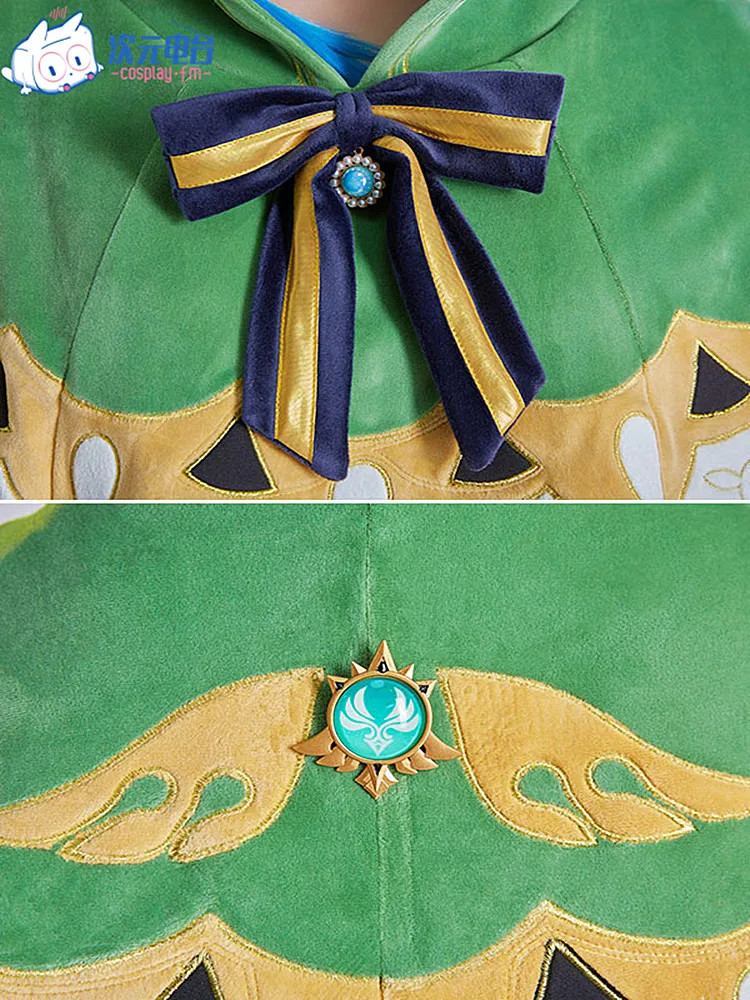 Ветрозащитный плюшевый плащ Venti костюм для косплея Genshin Impact женское пальто в