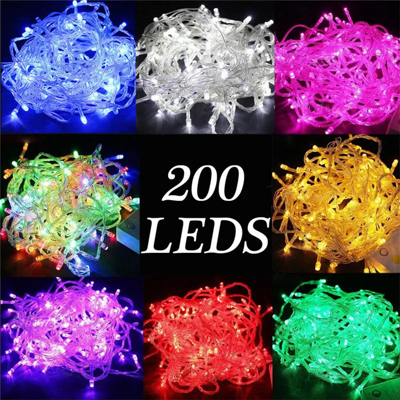 

String Light 200LED 20M Christmas Wedding Party Decoration Lights Garland AC 110V 220V Outdoor Waterproof LED Lamp 9 Colors