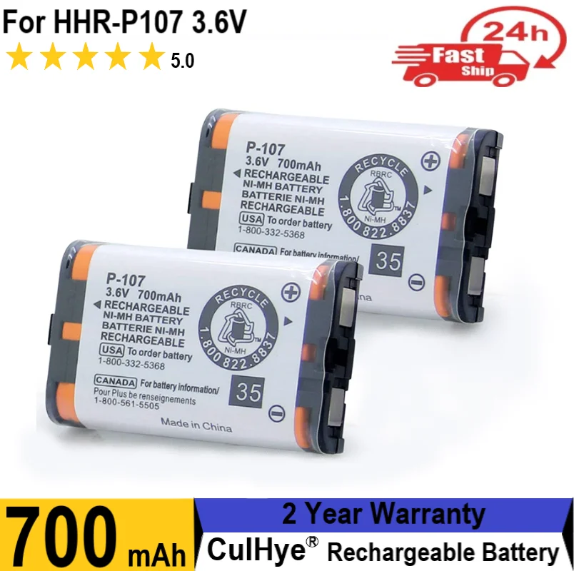 culhye hhrp107 rechargeable ni mh battery for hhr p107 hhr p107a hhrp107a cordless phone 3 6v 700mah free global shipping